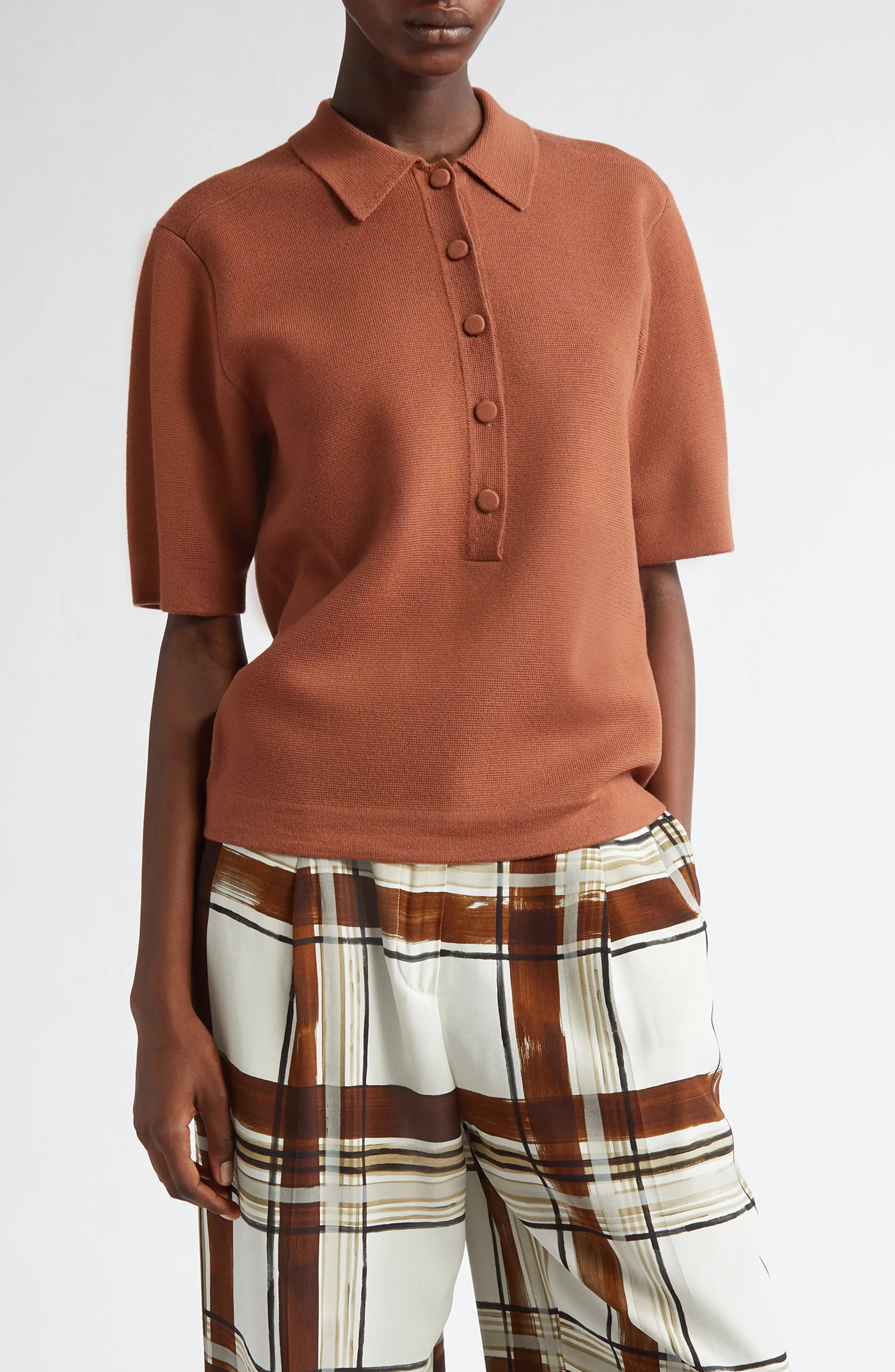 Dries Van Noten Toamsa Merino Wool Polo Sweater (Women) | Nordstrom | Nordstrom