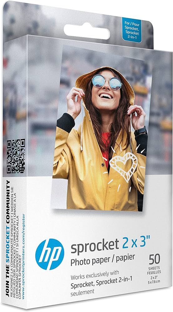 HP Sprocket 2x3" Premium Zink Sticky Back Photo Paper (50 Sheets) Compatible with HP Sprocket Pho... | Amazon (US)