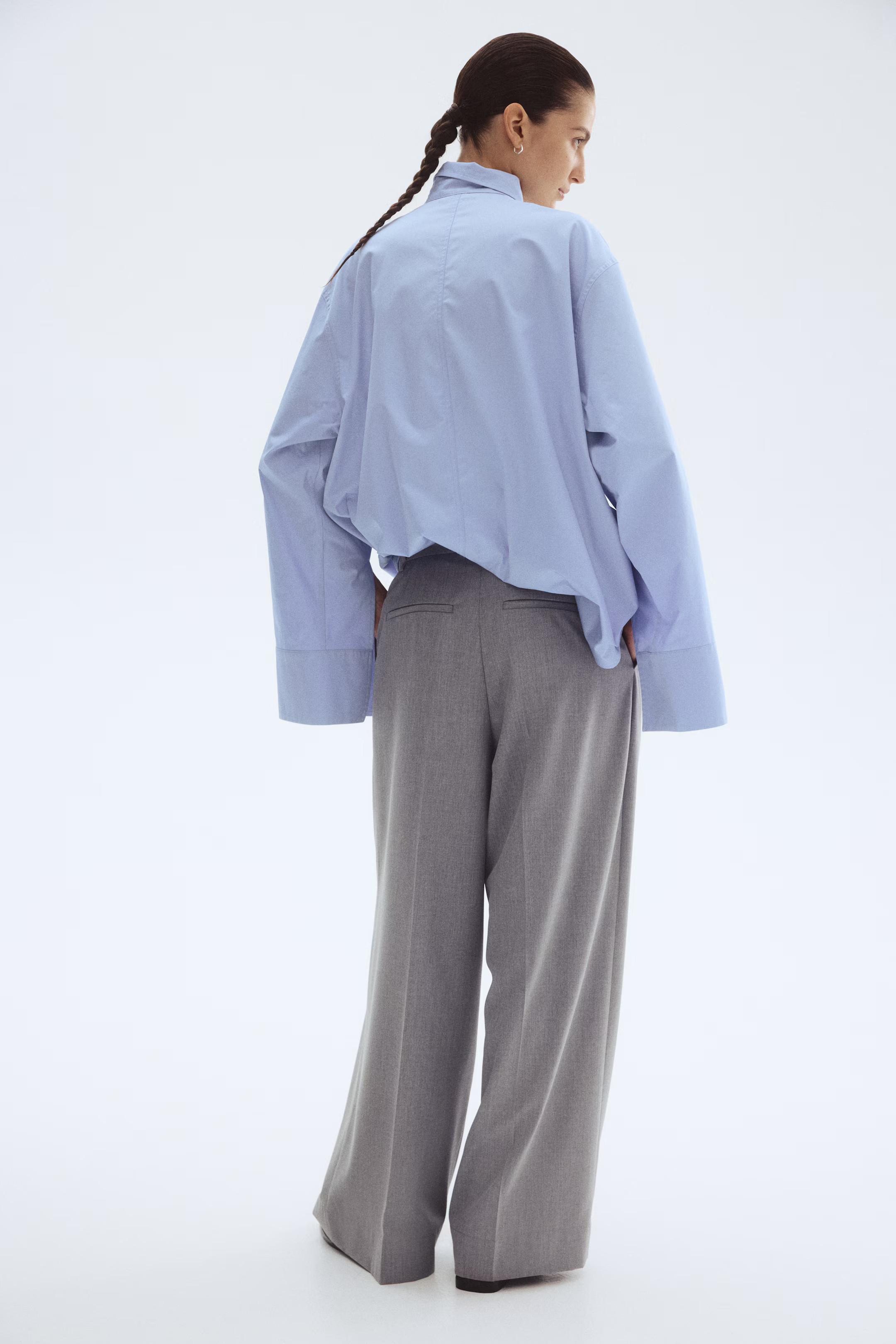 Pantalon de tailleur à jambes larges - Gris chiné - FEMME | H&M BE | H&M (FR, IT, ES, PT, BE)