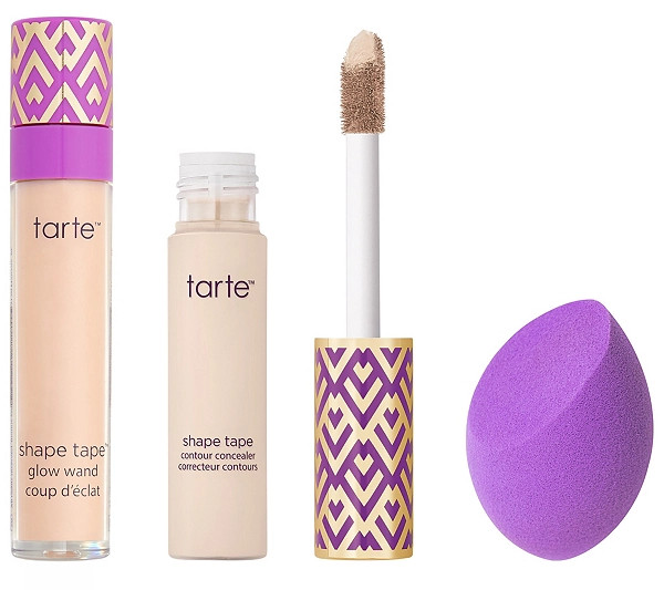 tarte Shape Tape Concealer, Glow Wand, and Sponge | QVC