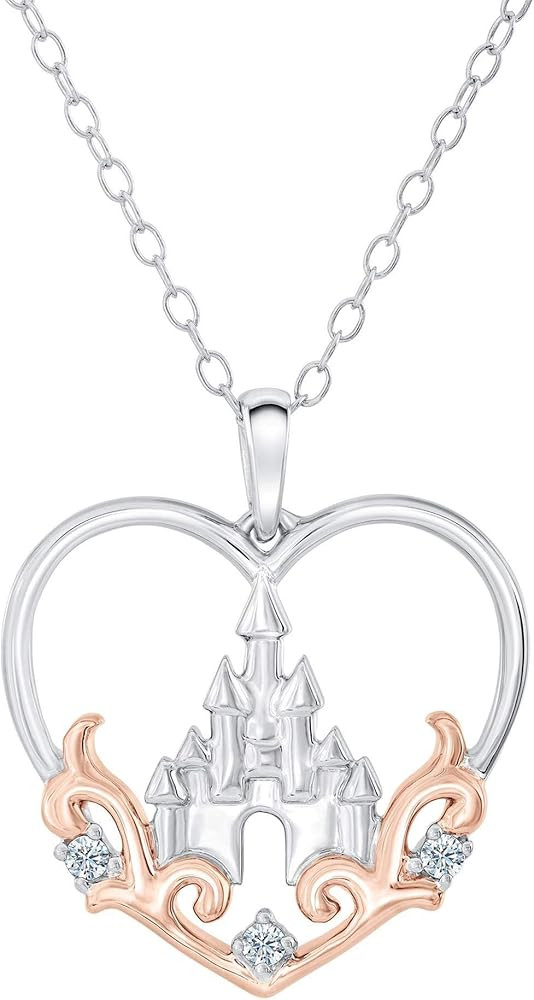 Enchanted Disney Princess Castle Diamond Heart Pendant 1/20ctw | Amazon (US)