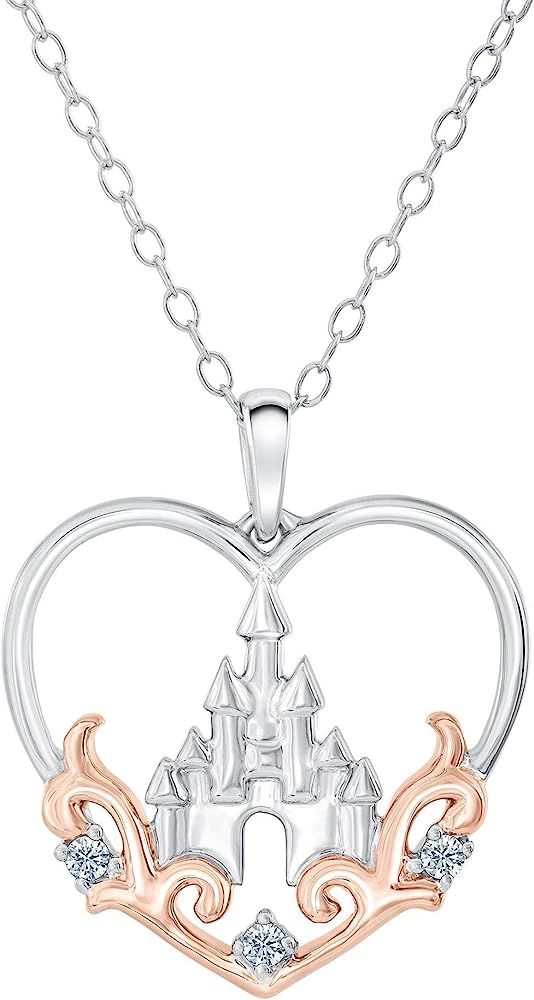 Enchanted Disney Princess Castle Diamond Heart Pendant 1/20ctw | Amazon (US)