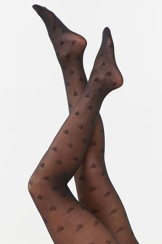 Heart Print Semi-Sheer Tights | Forever 21 (US)