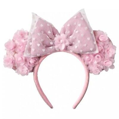 2023 Disney Parks Valentine Pink Rosebud White Hearts Minnie Ears Headband | eBay US