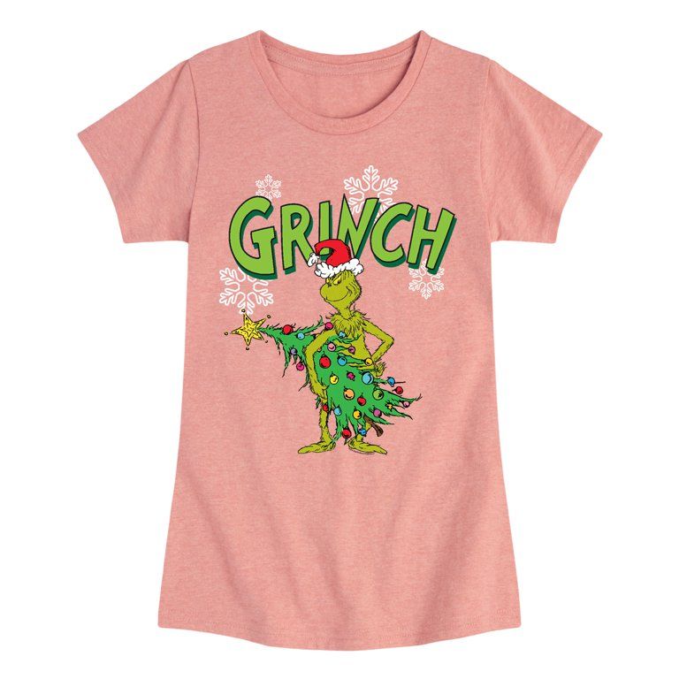 Dr. Seuss - Grinch With Christmas Tree - Toddler And Youth Girls Short Sleeve Graphic T-Shirt | Walmart (US)
