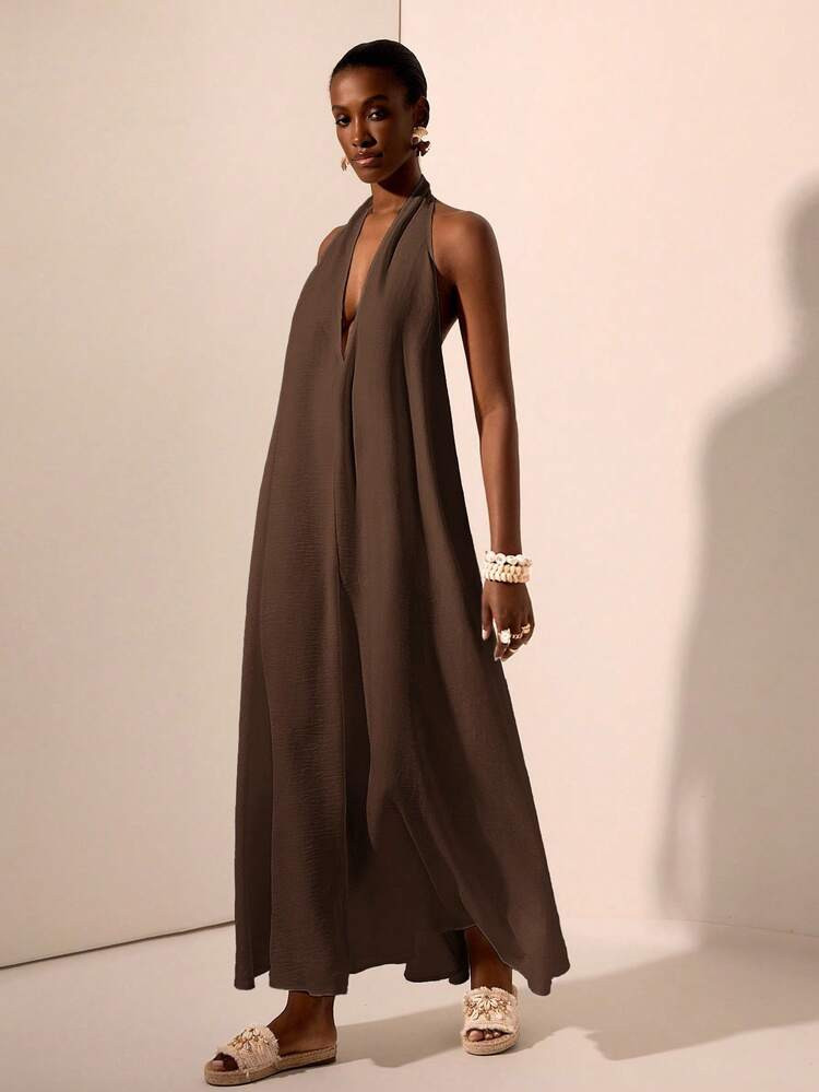 Brown flowy dress | SHEIN
