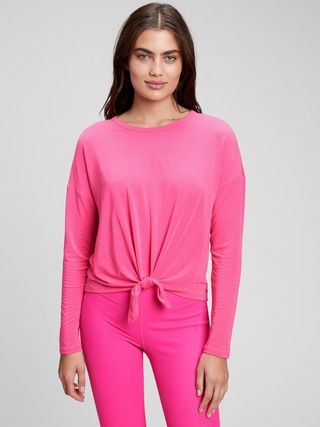 GapFit Breathe Hi-Low Tie Front Top | Gap (US)