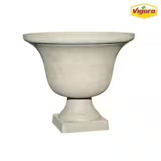 17.8 in. Elise Large White Textured Resin Urn Planter (17.8 in. D x 15 in. H) with Drainage Hole | The Home Depot