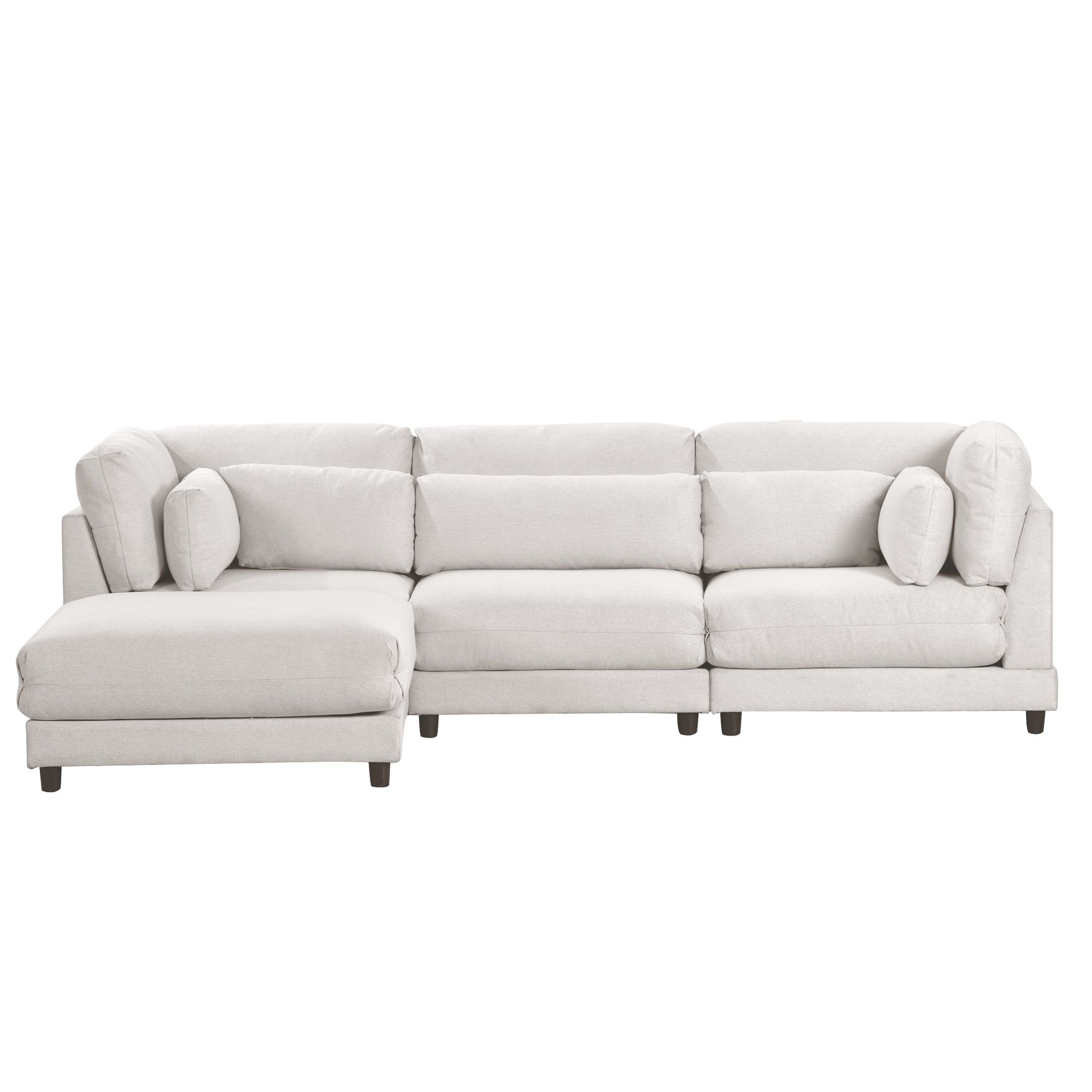 Euroco L Shaped Sofa with Removable Ottoman, 4 Seater Living Room Sofa with Waist Pillows, 110", ... | Walmart (US)