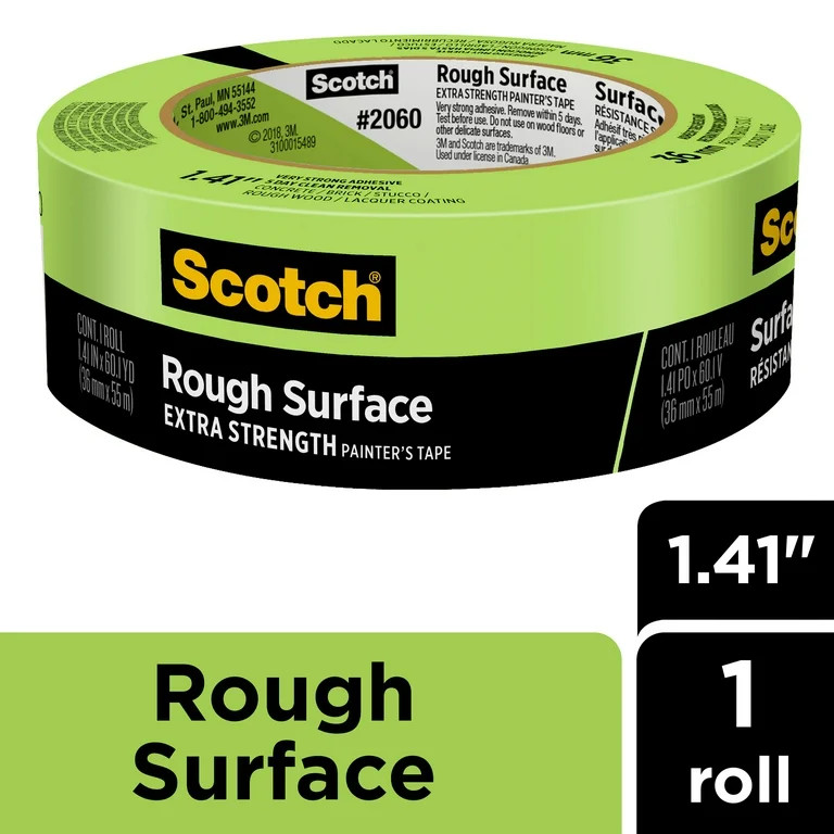 Scotch Rough Surface Painters Tape, Green, 1.41 inches x 60.1 yards, 1 Roll - Walmart.com | Walmart (US)
