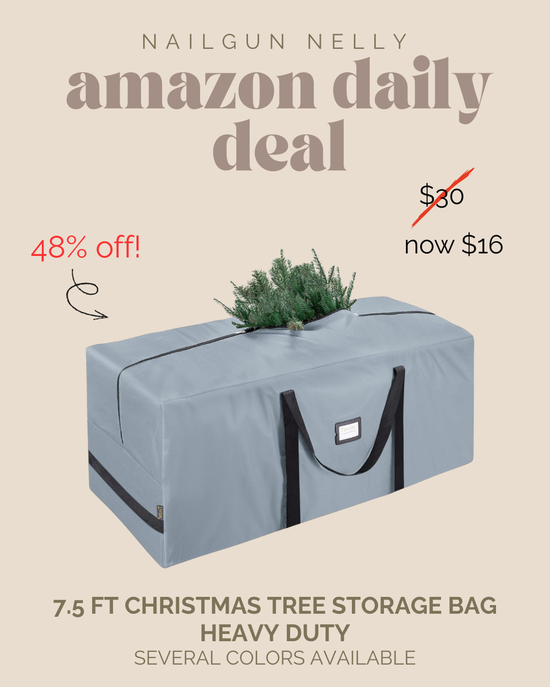 Amazon Daily Deal! - 7.5 ft Christmas Tree Storage Bag, Heavy Duty 

#organization #storage #newyearsgoal 

 #LTKHoliday #LTKHome #LTKSaleAlert