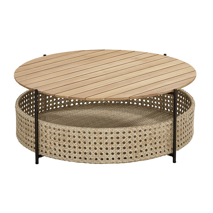 Miramar Outdoor Coffee Table Teak & Resin Wicker | Ballard Designs, Inc.