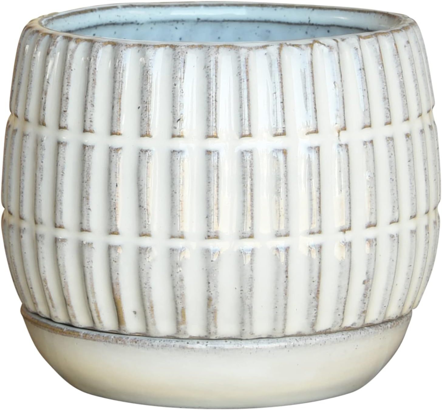 HomArt Ramos Stoneware Linear Cachepot with Saucer, 5-inch Length, Ceramic | Amazon (US)
