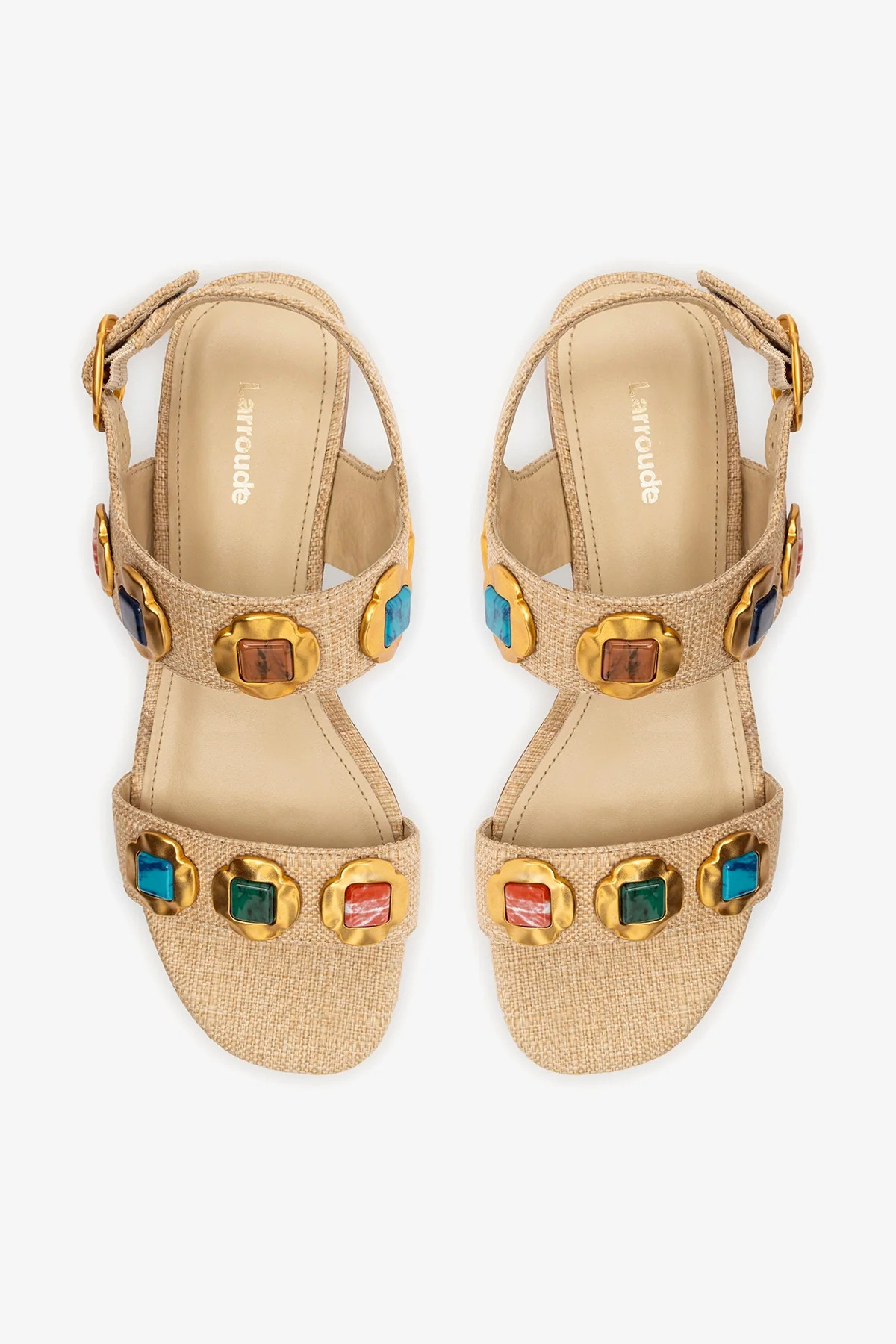 Milan Gioiello Flat In Beige Raffia | Larroude