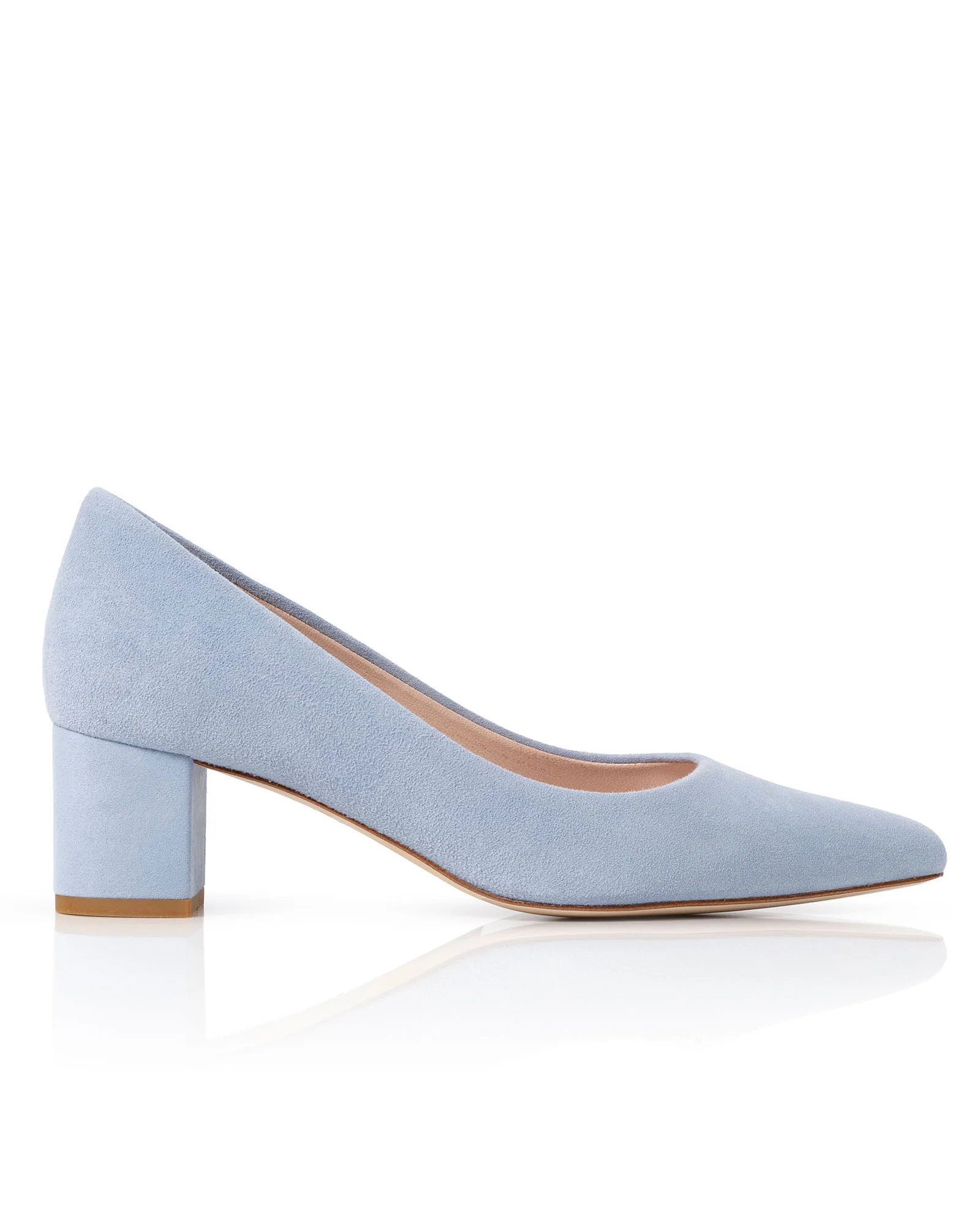 Josie Powder Blue Suede
			Low Block Heel | Emmy London