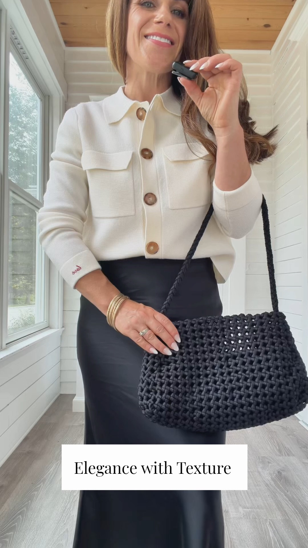 Looking for instant fall elegance? Mix up those textures! I’m pairing my go-to fall cardigan, the Betty Cardigan from @SEZANE, with a washable silk skirt and woven shoulder bag. The cardigan is perfectly on-trend since ladylike jackets and cropped silhouettes are hot for fall 2026. I’m wearing the XXS in the sweater and an XS in the @Quince skirt.

#LTKootd #LTKPetite #LTKSeasonal
