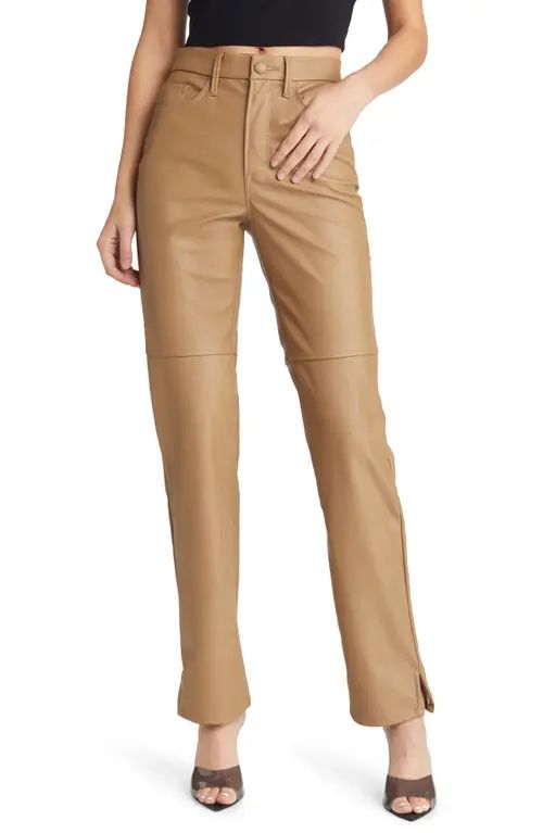 Good American Good Boy Faux Leather Pants in Warm Caramel003 at Nordstrom | Nordstrom