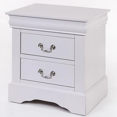 White 2 Nightstand For Bedroom - Metal Handles A Stylish Touch In Build And An Elegant | Wayfair North America
