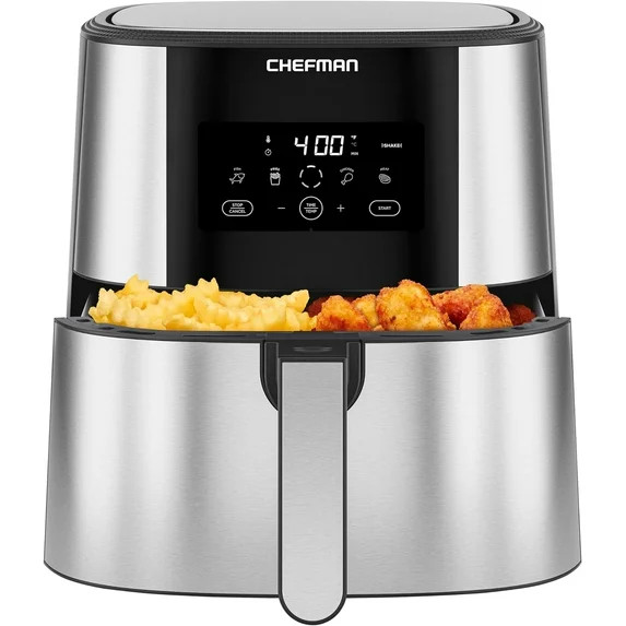 Chefman Turbofry Air Fryer with Basket Divider, 8 Qt Capacity - Stainless Steel, New | Walmart (US)