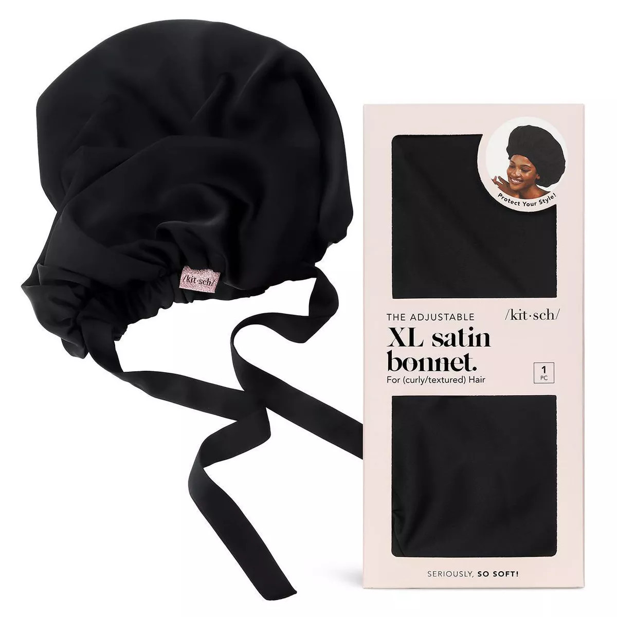 Kitsch Satin Sleep Hair Bonnet - Black | Target