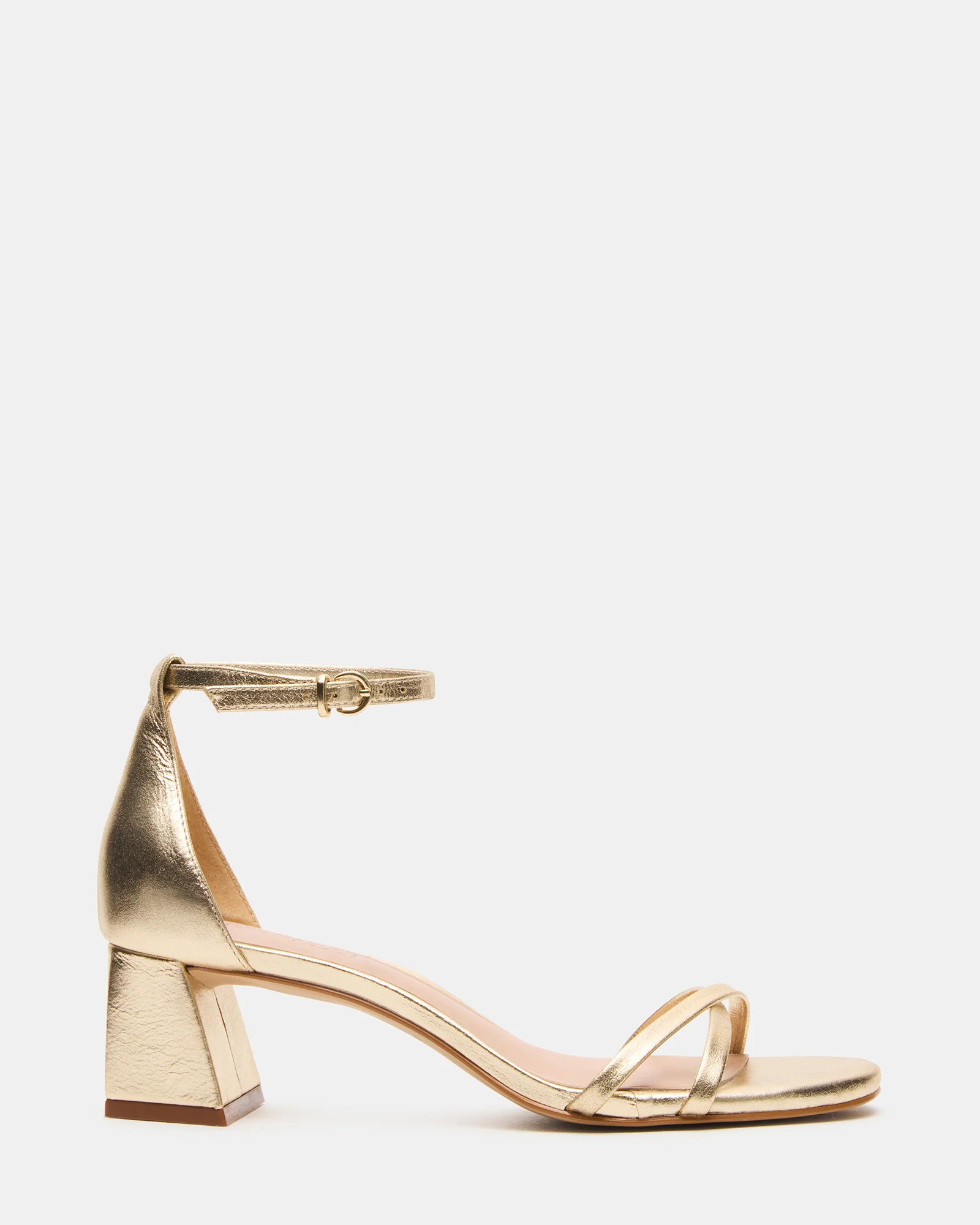 RAE Gold Leather Strappy Block Heel Women's Sandal | Steve Madden (US)