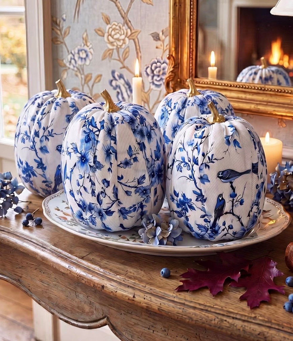 Blue & White Chinoiserie Pumpkins for Elegant Fall Decorating 🤍💙🎃

These blue and white chinoiserie pumpkins are absolutely stunning and such a unique twist on traditional fall décor! 💙🤍 The delicate floral patterns and classic porcelain-inspired design make them perfect for anyone who loves timeless, elegant home décor. Style them on a mantel, dining table, entryway, coffee table, or layered into a beautiful fall centerpiece for a sophisticated seasonal look.

Available individually or in sets, they’re an easy way to bring a touch of grandmillennial charm and classic blue-and-white style into your home this fall. These are the kind of pieces you’ll look forward to decorating with year after year! ✨🍂

Blue and white décor, chinoiserie pumpkins, grandmillennial style, fall home décor, elegant Halloween decorations, pumpkin centerpiece, autumn table décor, mantel styling, classic home decorating, fall centerpiece ideas, seasonal decorating, designer-inspired home décor, Amazon home finds, blue floral pumpkins, Thanksgiving décor.

#LTKHome #LTKSeasonal #LTKmomlife