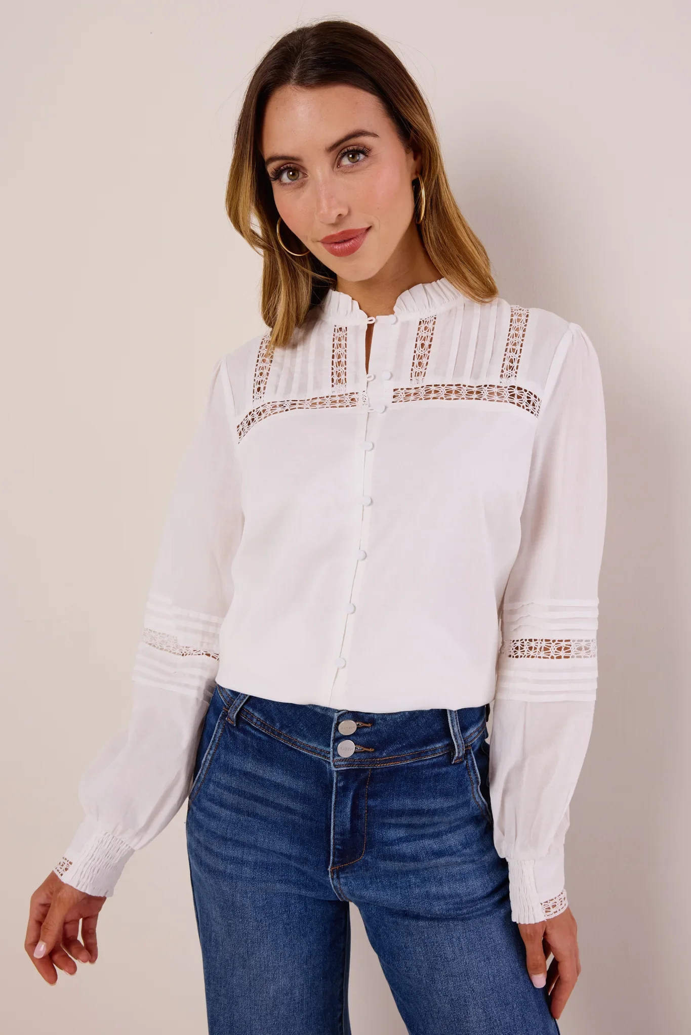 Sable White Button Up Top | Avara