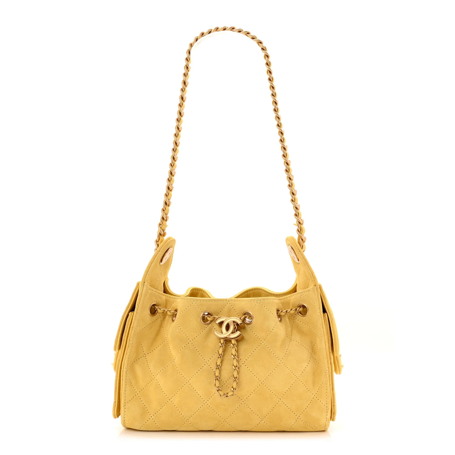 Chanel Suede Quilted Mini Chanel 25 Handbag Yellow 1794389 | FASHIONPHILE (US)