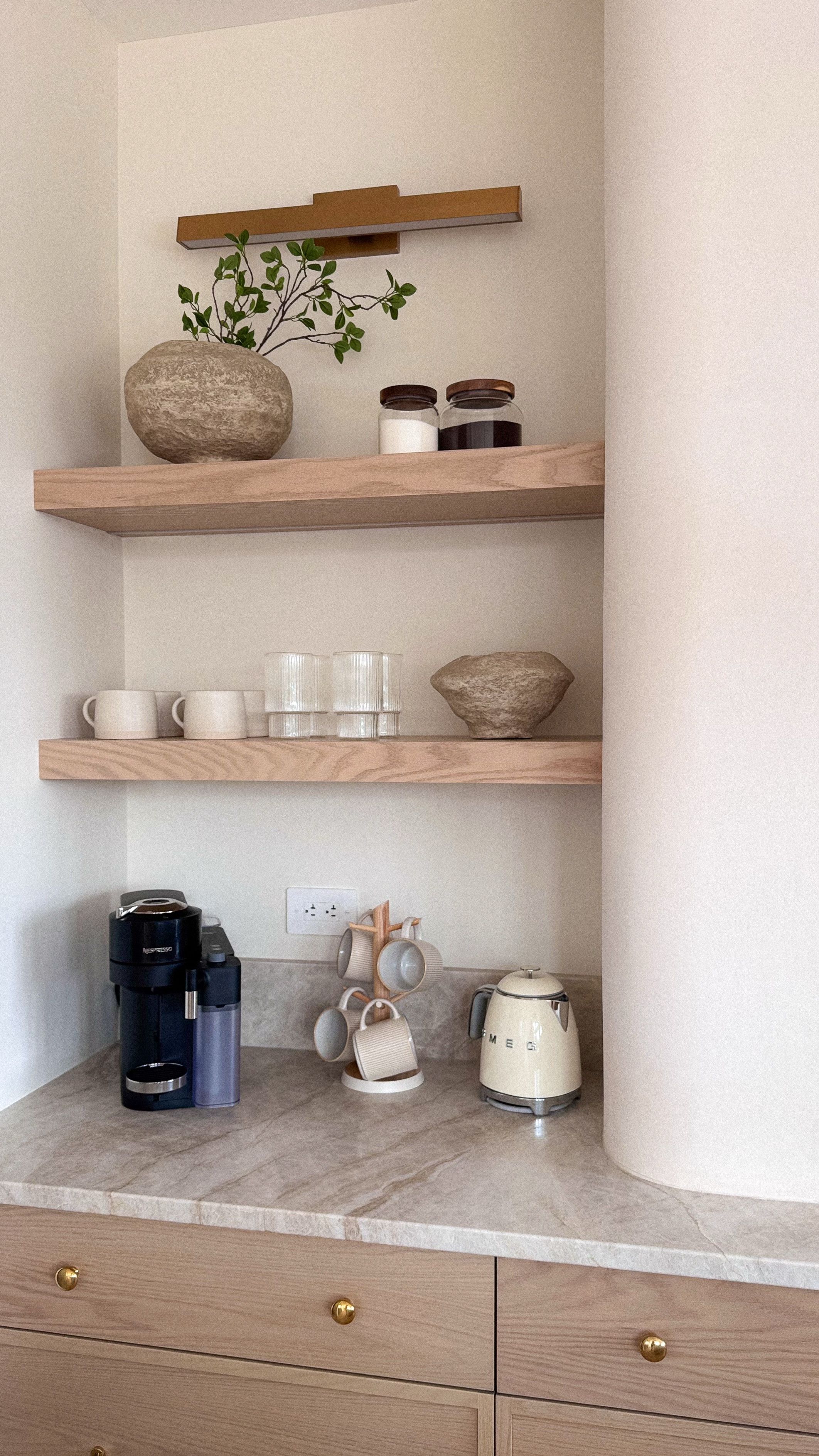 Give your kitchen a dreamy upgrade with these @wayfair coffee bar essentials! The mini SMEG kettle is both practical and aesthetic, perfectly paired with an organic modern mug tree, beautiful neutral stoneware mugs, and chic ribbed glassware. Glass canisters keep your ground coffee fresh, and bonus points—the paper mache decorative bowl doubles as an espresso pod holder!

#Wayfair #wayfairpartner #Ad 

#LTKFindsUnder100 #LTKHome