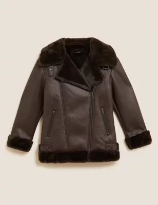 Faux Shearling Aviator Jacket | M&S Collection | M&S | Marks & Spencer (UK)