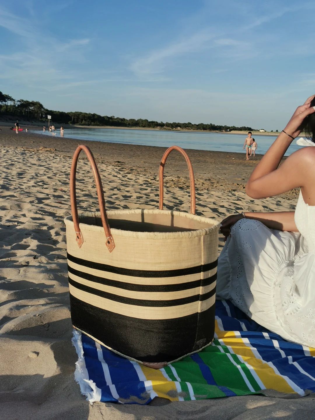Very large family beach bag, straw beach basket, market tote basket, raffia basket bag | Etsy (US)