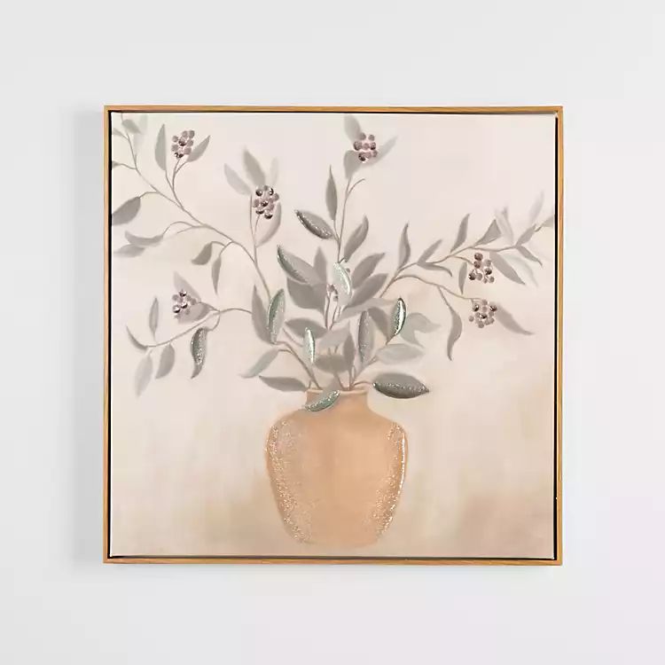 New! Berry Plant in Pot Framed Canvas Art Print | Kirkland's Home