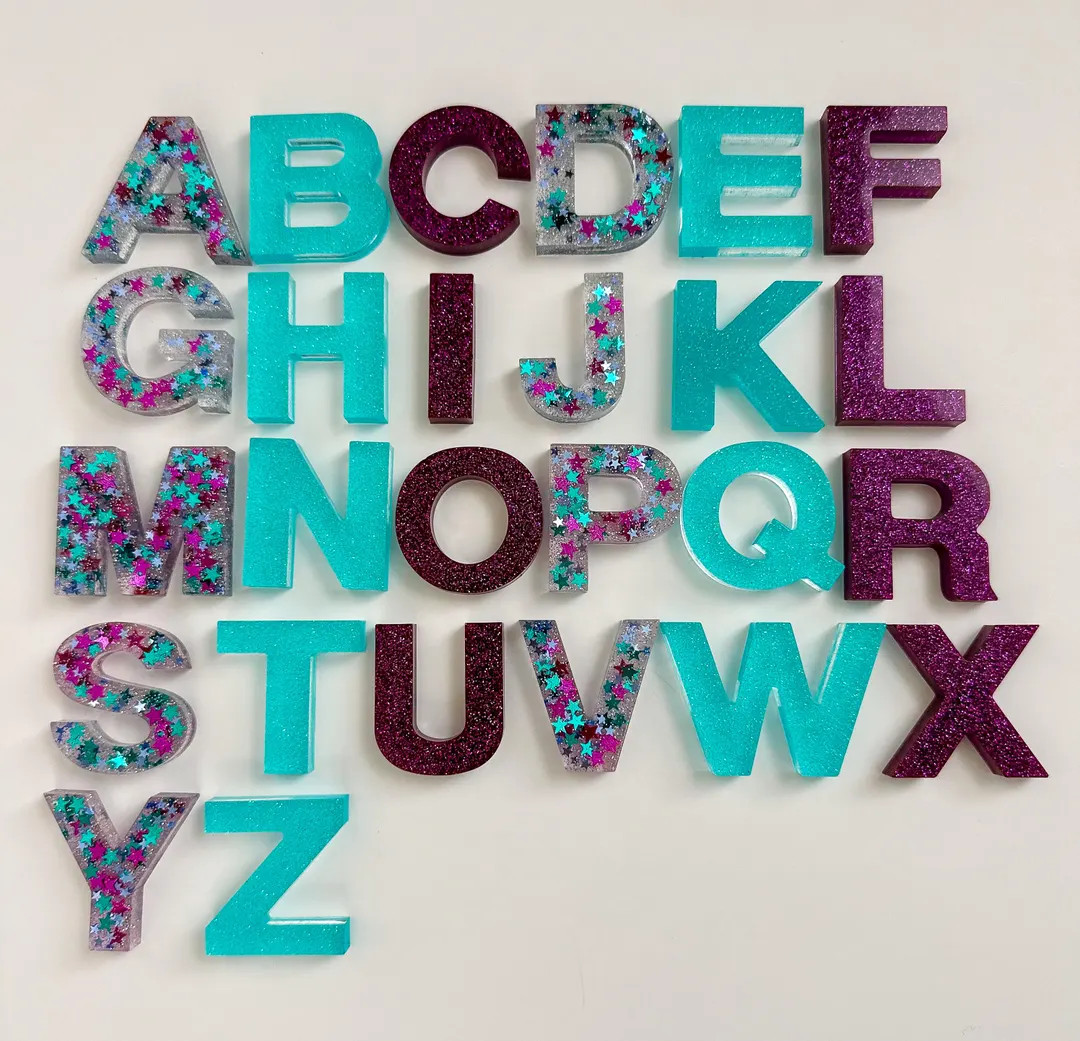 Custom Resin Alphabet and Number Sets | Available in Any Colors Solid or Glitter | per Letter | P... | Etsy (US)