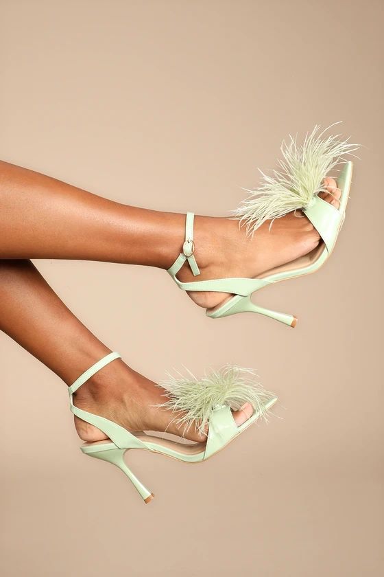 Harlee Mint Green Patent Feather High Heel Sandals | Lulus (US)