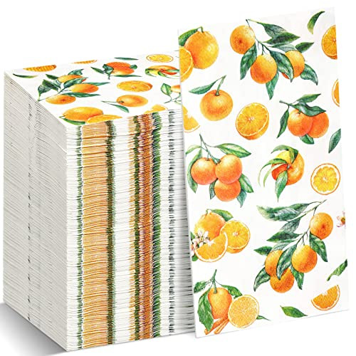 Funrous Orange Napkins Citrus Napkin Summer Guest Paper Napkins with Oranges Disposable luncheon Dinner Orange Napkin for Table Restroom Bathroom Wedding Shower Orange Fruit Party Supplies (100 Pcs) | Amazon (US)