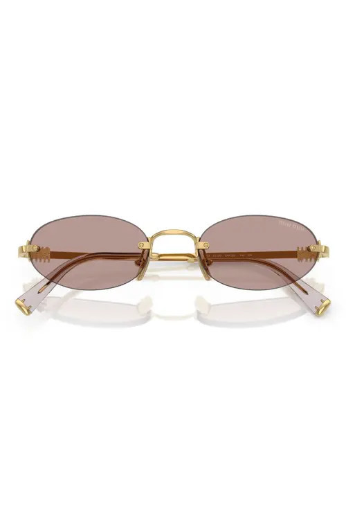 Miu Miu 51mm Oval Rimless Sunglasses in Gold at Nordstrom | Nordstrom