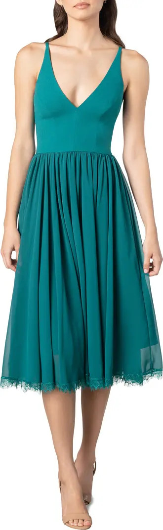 Dress the Population Alicia Mixed Media Midi Dress | Nordstrom | Nordstrom