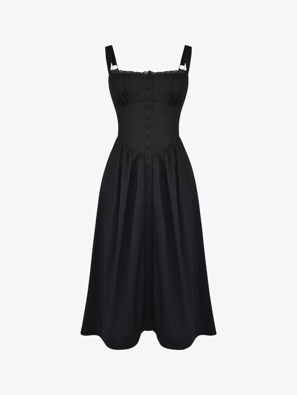 Tatiana button-front cotton-blend midi dress | Selfridges