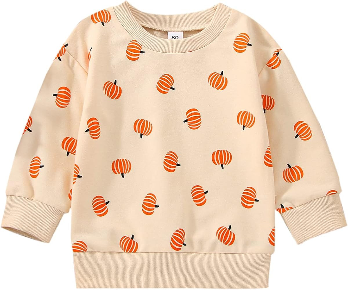 Ayalinggo Toddler Infant Baby Girl Boy Halloween Outfit Pumpkin Sweatshirt Oversized Onesie Bubbl... | Amazon (US)