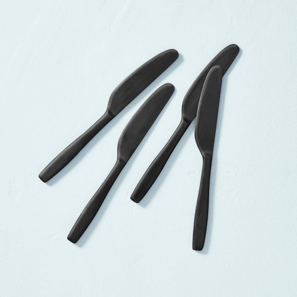 4pc Matte Finish Mini Spreader Knife Set Black - Hearth & Hand™ with Magnolia | Target