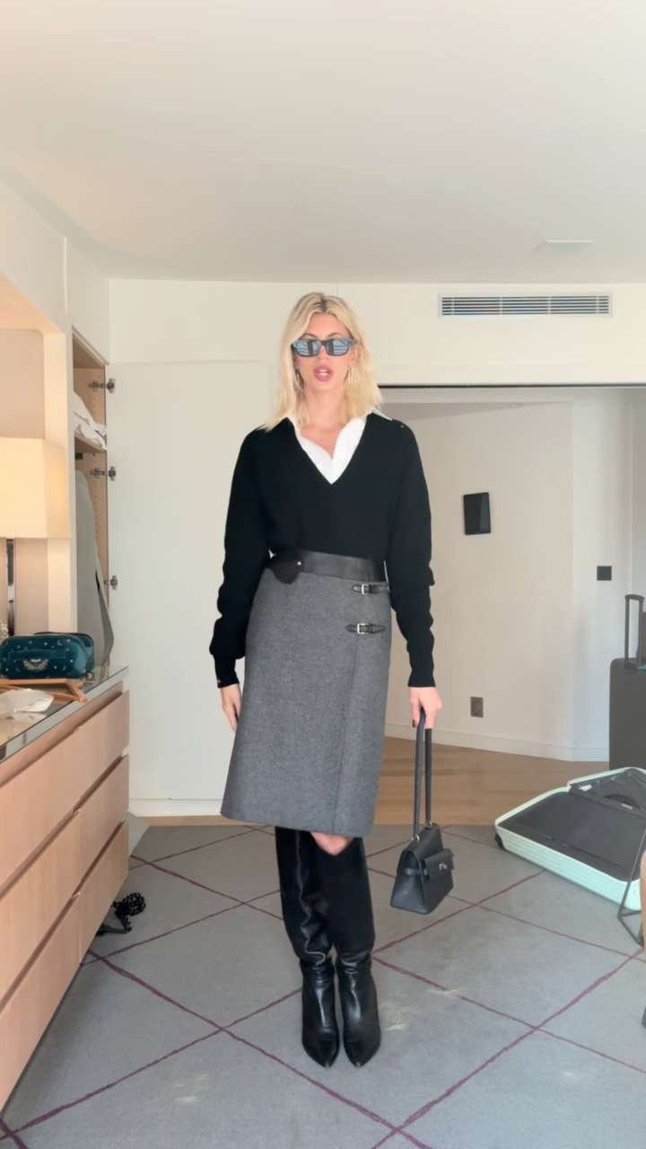 My outfit today in Paris! I love this sweater layered with a button down 🖤 Paired it all with my favorite sunnies! 

 #LTKSeasonal #LTKStyleTip