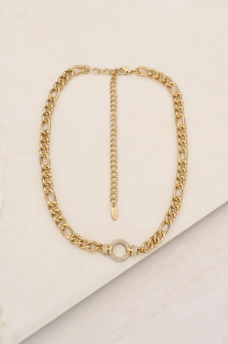 Eternity Crystal Circle 18k Gold Plated Chain Link Necklace | Ettika