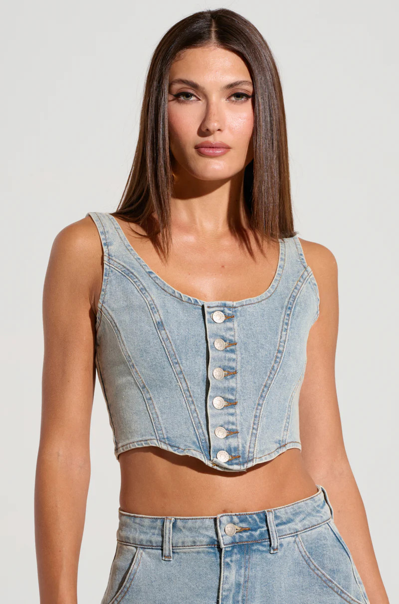 UNDER PRESSURE DENIM TOP | AKIRA