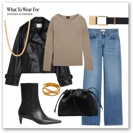 Evening outfit inspo 

Wide leg jeans, leather trench, cropped jacket, heeled boots, clutch bag, date night, spring fashion 

#LTKeurope #LTKSeasonal #LTKstyletip