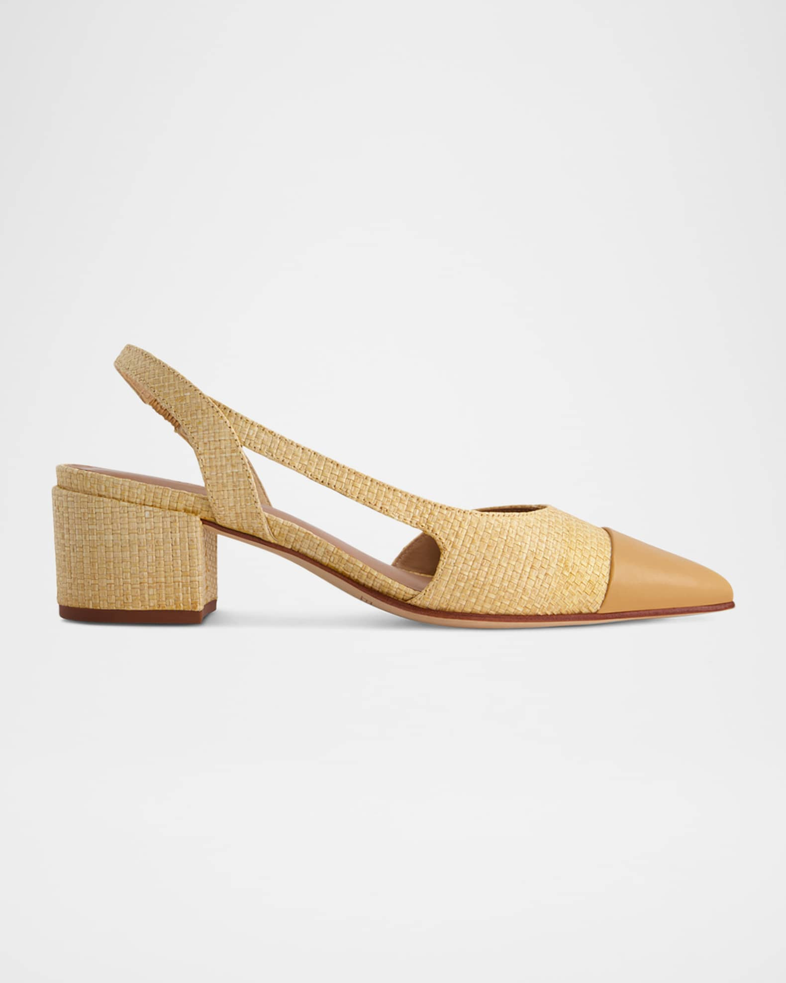 Bernardo Monroe Raffia Leather Cap-Toe Pumps | Neiman Marcus