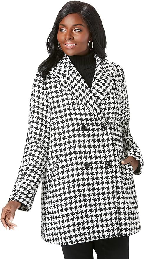 Jessica London Women's Plus Size A-Line Peacoat Winter Wool Double Breasted Coat | Amazon (US)