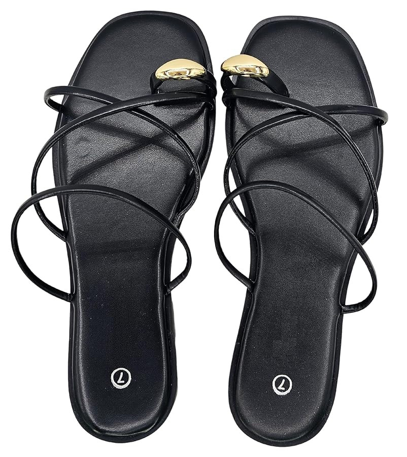 TruFox Women's Slide Sandals Flat Toe Ring Thongs with Cross Strap for Summer Slip On | Amazon (US)