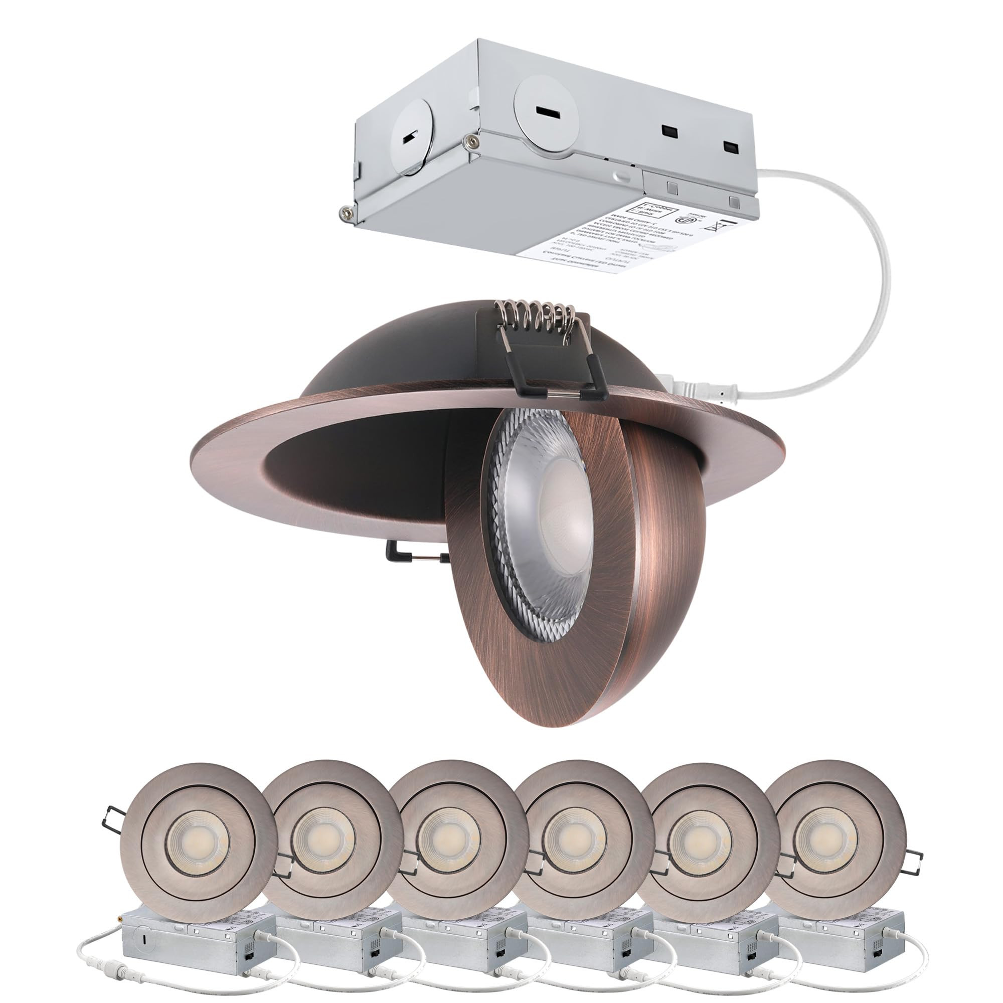 Canless Gimbal LED 4-inch - Swivel 90° tilt 360° Rotation Adjustable 6PACK 4" dimmable Eyeball ... | Amazon (US)