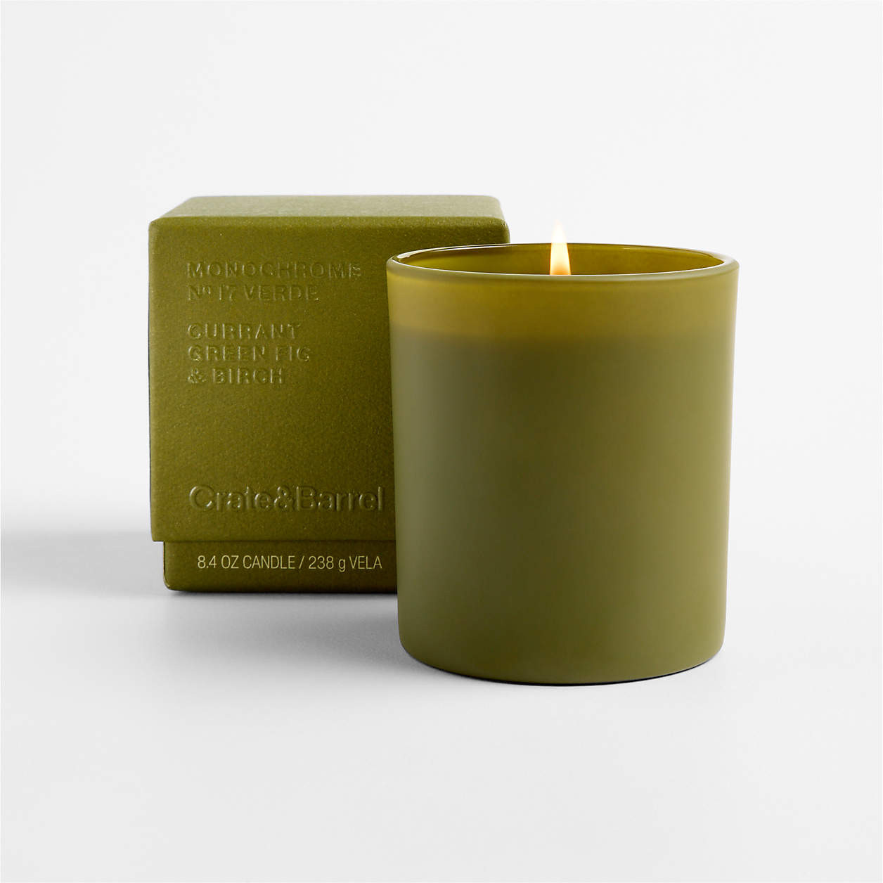Monochrome No. 17 Verde 1-Wick Scented Candle - Currant, Green Fig and Birch + Reviews | Crate & ... | Crate & Barrel