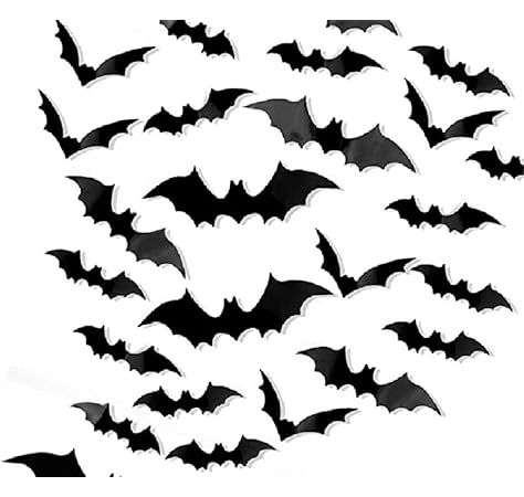 Halloween Bats Wall Decor, Fntacetik 60 Pcs Bats Halloween Decorations Window Clings Wall Decals ... | Amazon (US)